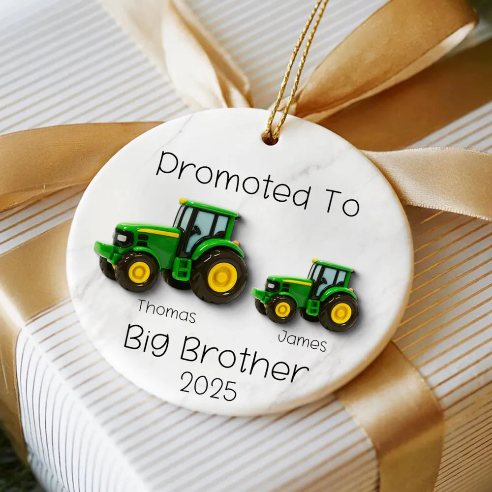 Big Brother Promotion Ornament with Tractor Theme – Meaningful Farm Gift for Family Christmas Celebration