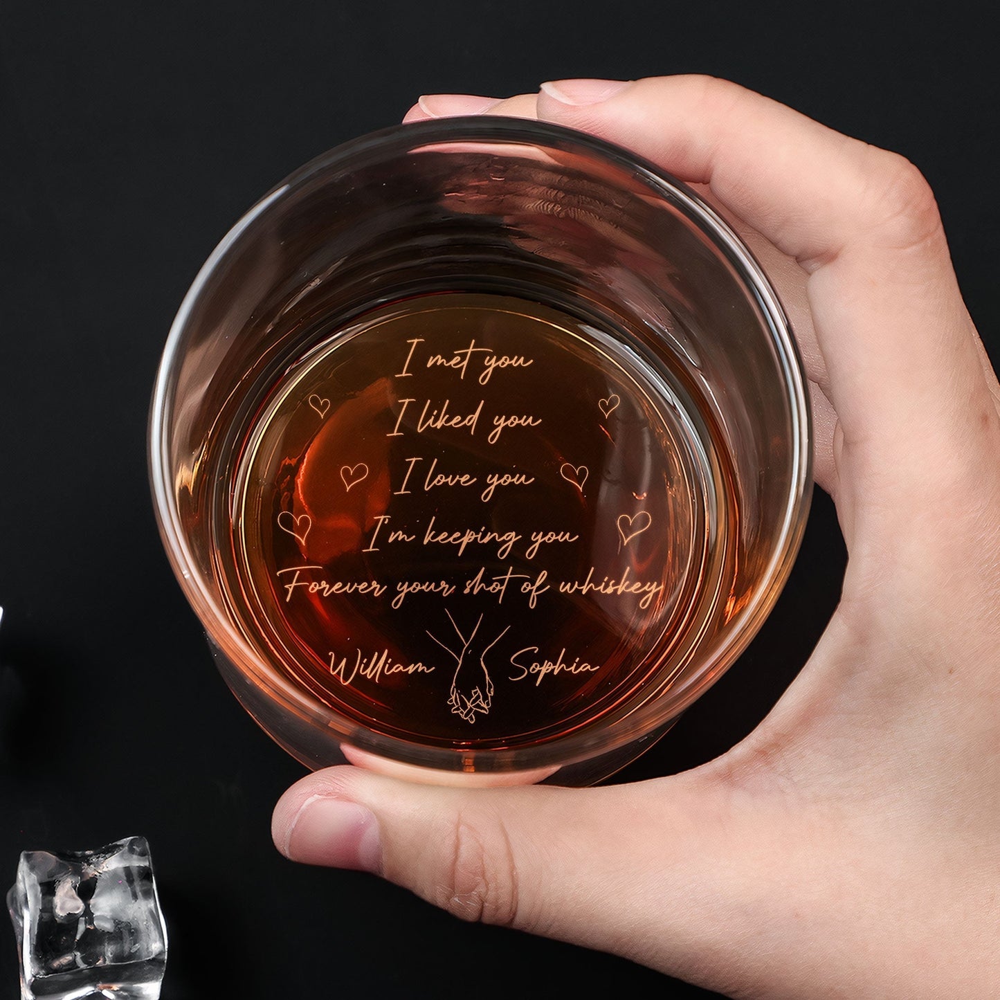 Personalized Engraved Whiskey Glass With Romantic Quote For Couples A Unique Gift With Sweet Hearts