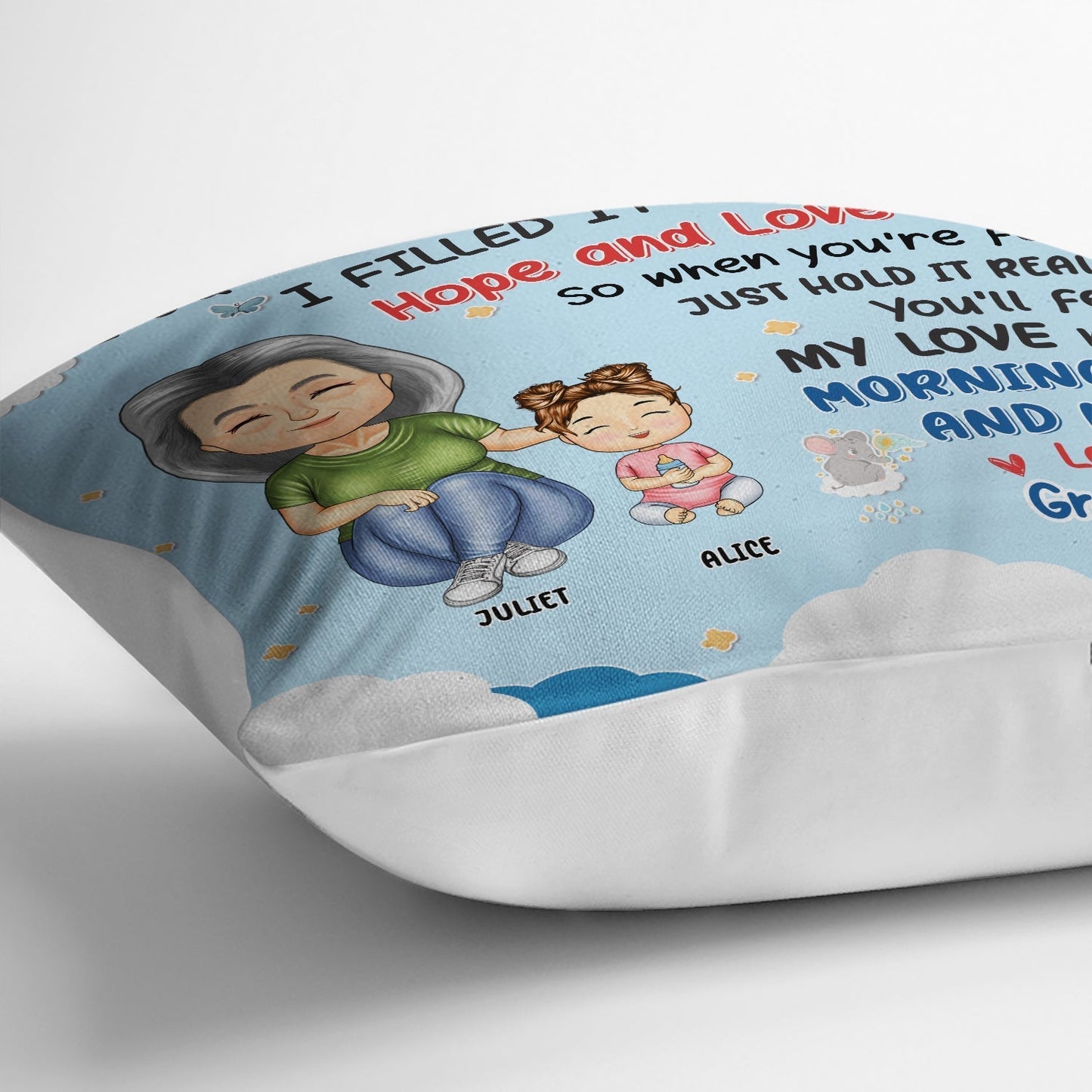 Heartwarming Square Pillow – A Soft Hug Filled with Love and Wishes, Perfect Gift for Kids from Family