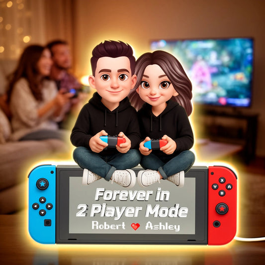 Personalized Acrylic Light Box Gamer Couple Holding Controllers, Starry Night Warm Glow Bedroom Decor, Unique Gift