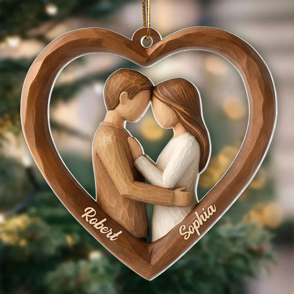 Custom Couple Heart Acrylic Ornament – Unique Hanging Decoration for Romantic Holidays, Anniversaries and Everyday Love Gifts