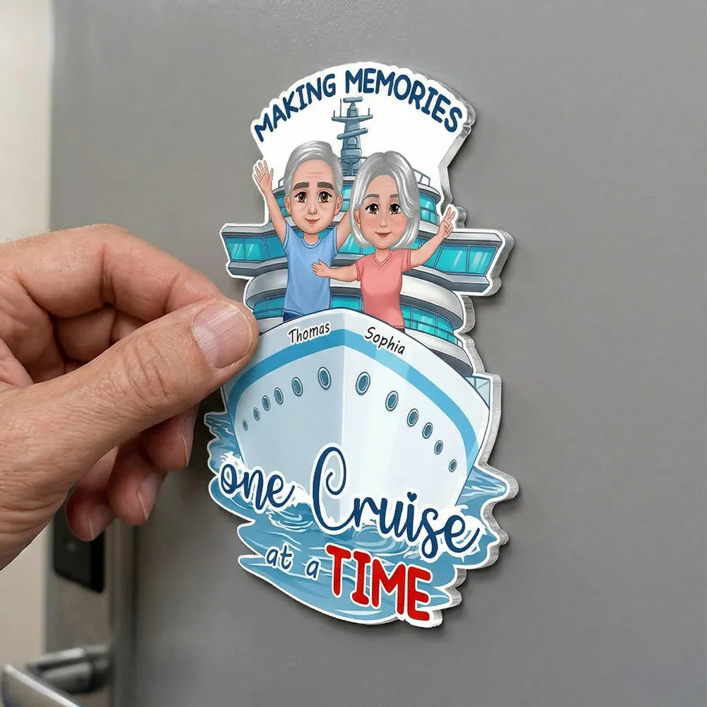Making Memories One Cruise at a Time Acrylic Magnet - Personalized Cruise Ship Door Keepsake, Sweet Couple Travel Gift