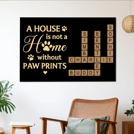 Personalized Poster/Canvas with Paw Prints Design