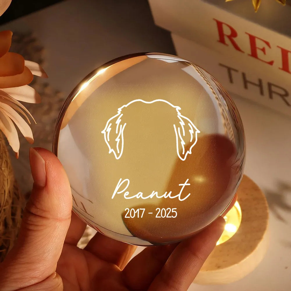 Custom Pet Remembrance Globe Lamp with Dog Head Outline, Soft Glow Sympathy Decor, Thoughtful Unique Gift for Pet Owners