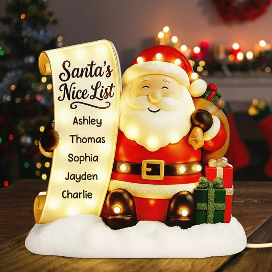 Santa Nice List Acrylic Light Box – Customized Christmas Gift for Friends & Family, Warm Glow Holiday Lamp for Mantel, Bookshelf or Party Display