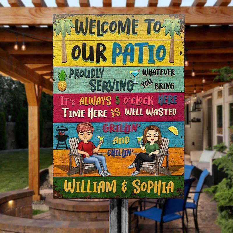 Patio Welcome Grilling Proudly Serving Whatever You Bring - Backyard Sign - Personalized Custom Classic Metal Signs(include nails)