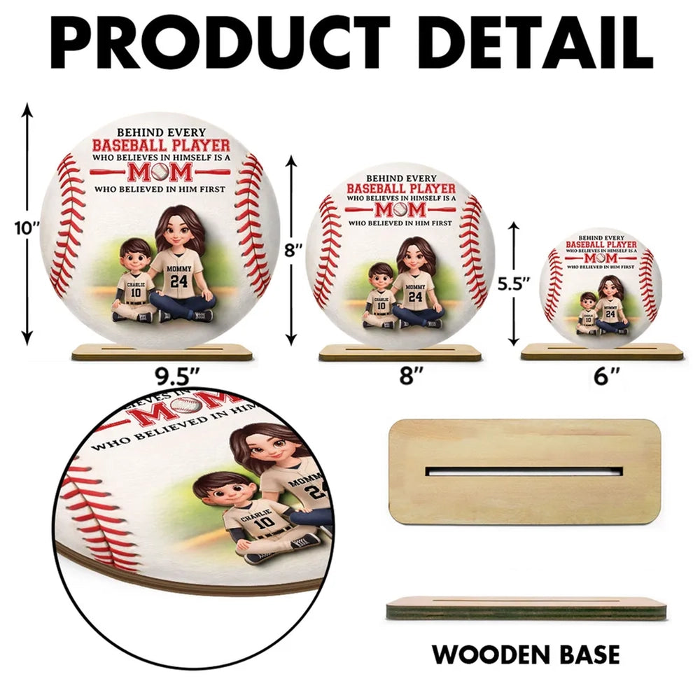Personalized 2-Layer Wooden Plaque Baseball Mom Quote Gift for Mom, Sweet Baseball Keepsake for Living Room Display