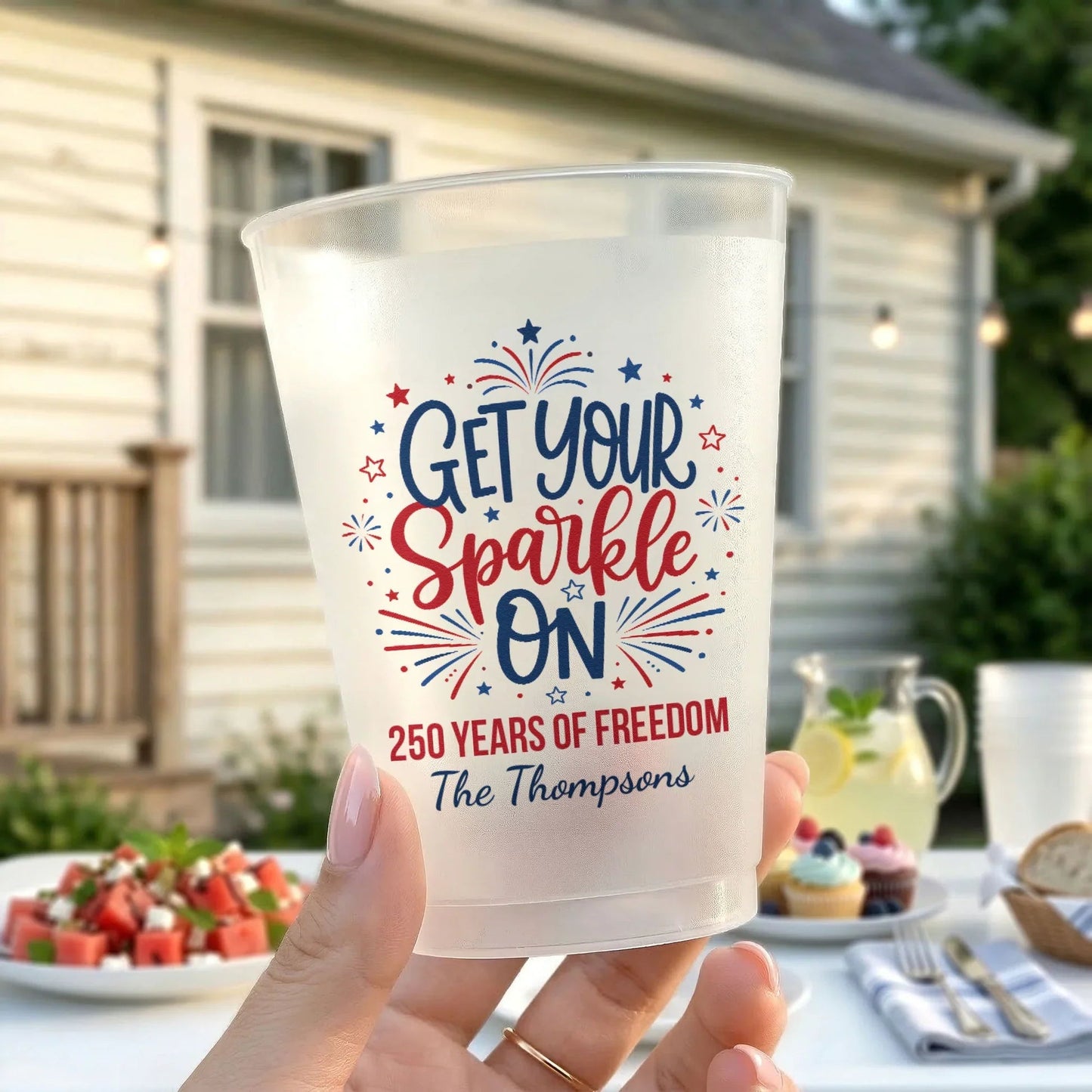Personalized Let Freedom Ring Frosted Plastic Cup for 4th of July BBQs - Unique Patriotic Gift