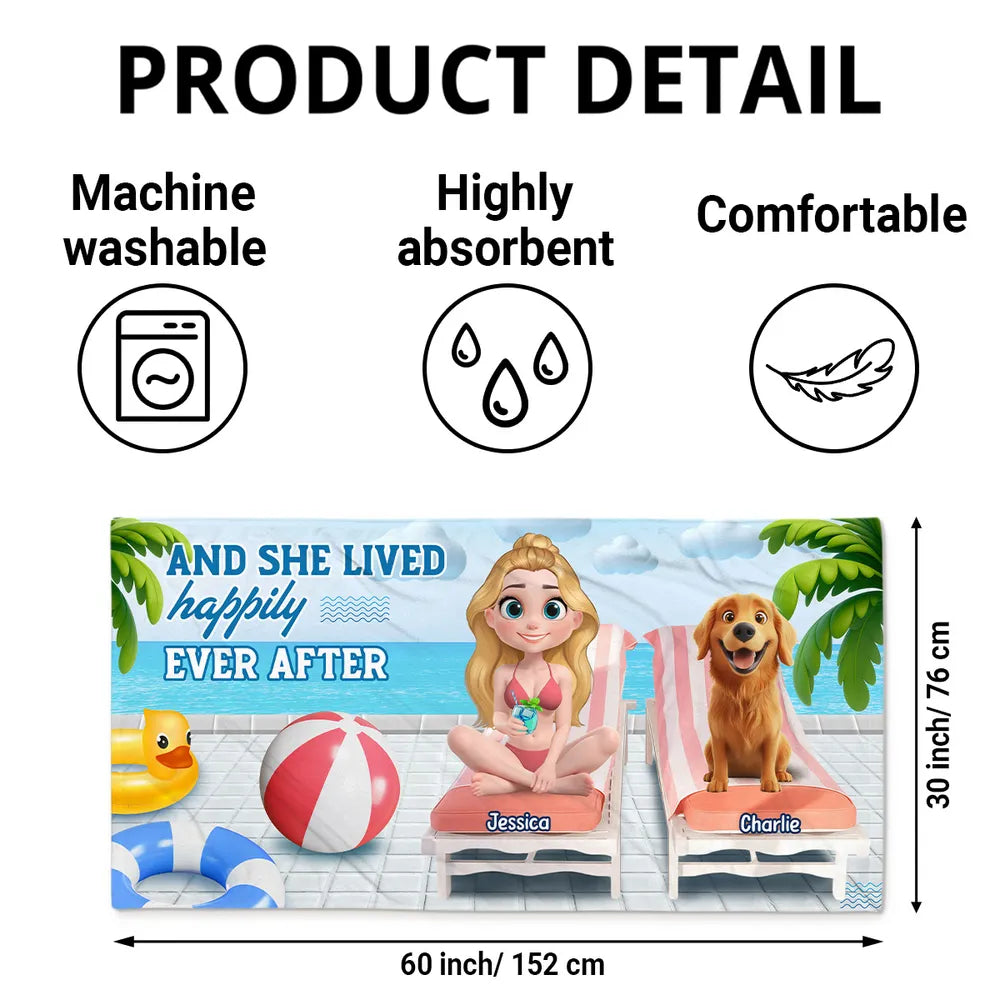 Personalized “Happily Ever After” Beach Towel – Dog-Lover Gift for Her