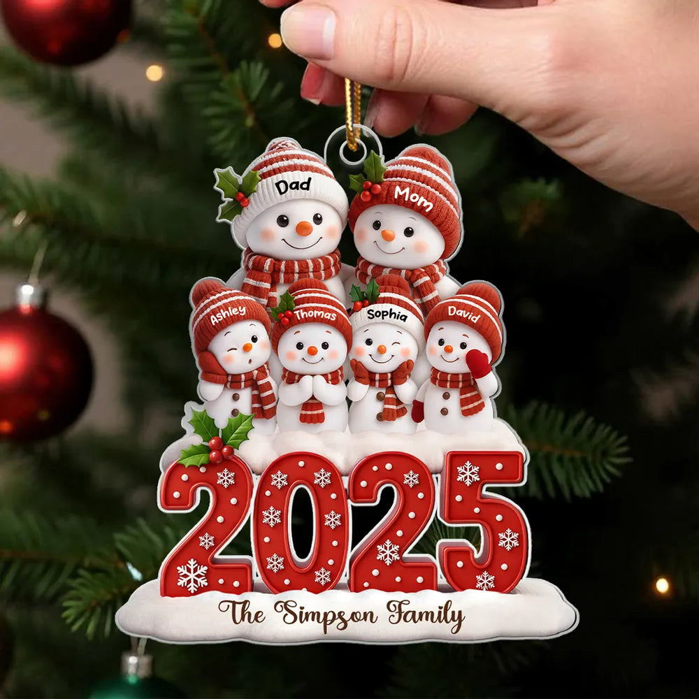 Festive Snowman Family Acrylic Ornament, Customizable Christmas Tree Keepsake, Warm Home Decor, Creative Gift for Family