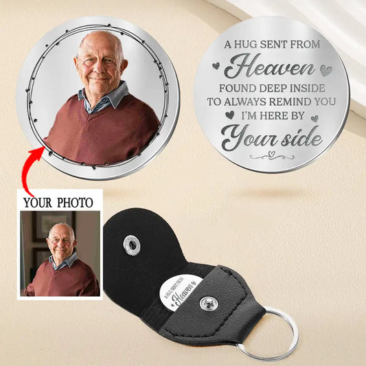 Personalized Leather Pocket Hug – Carry Their Smile, Comforting Memorial Gift