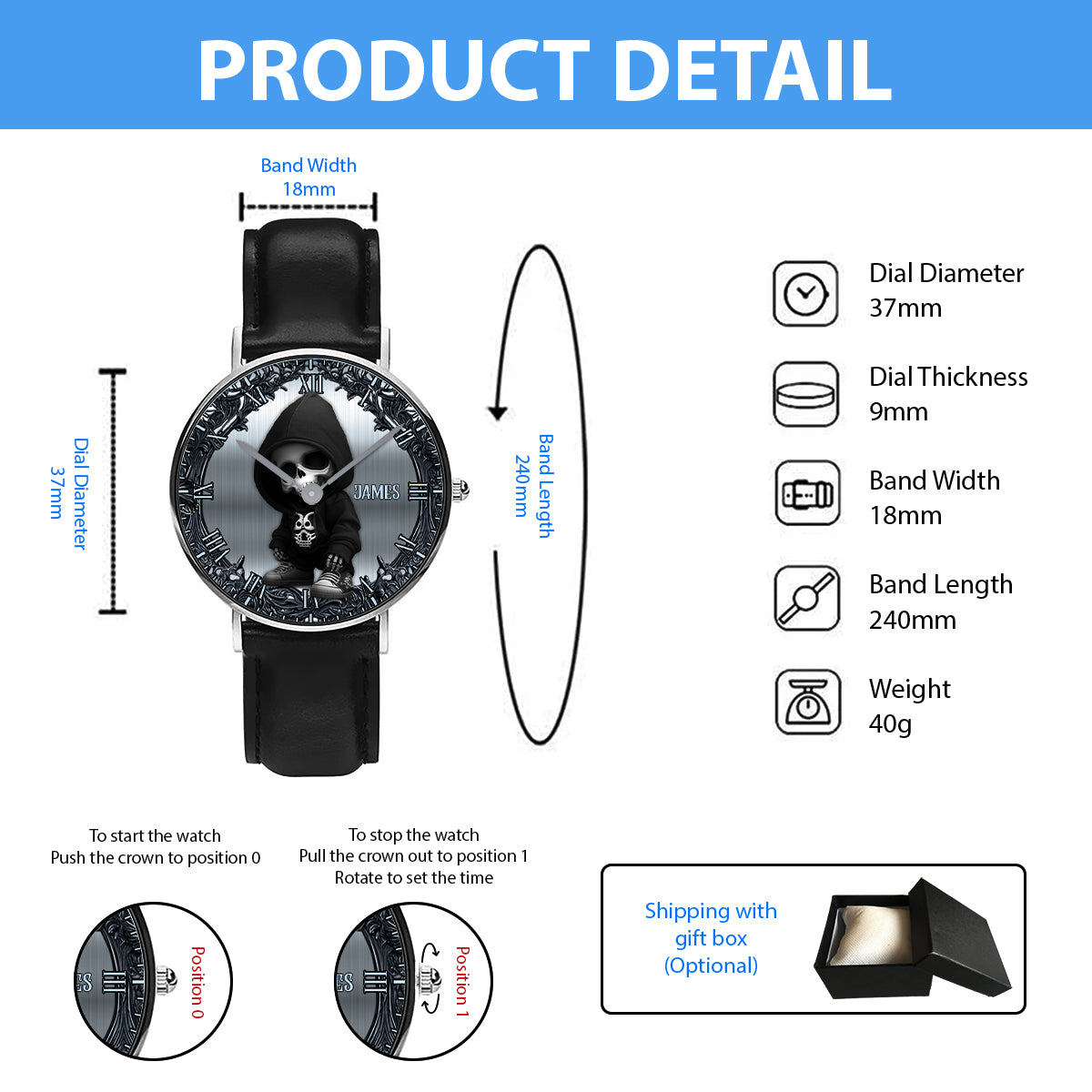 Cool Skull - Personalized Skull Hand Watch