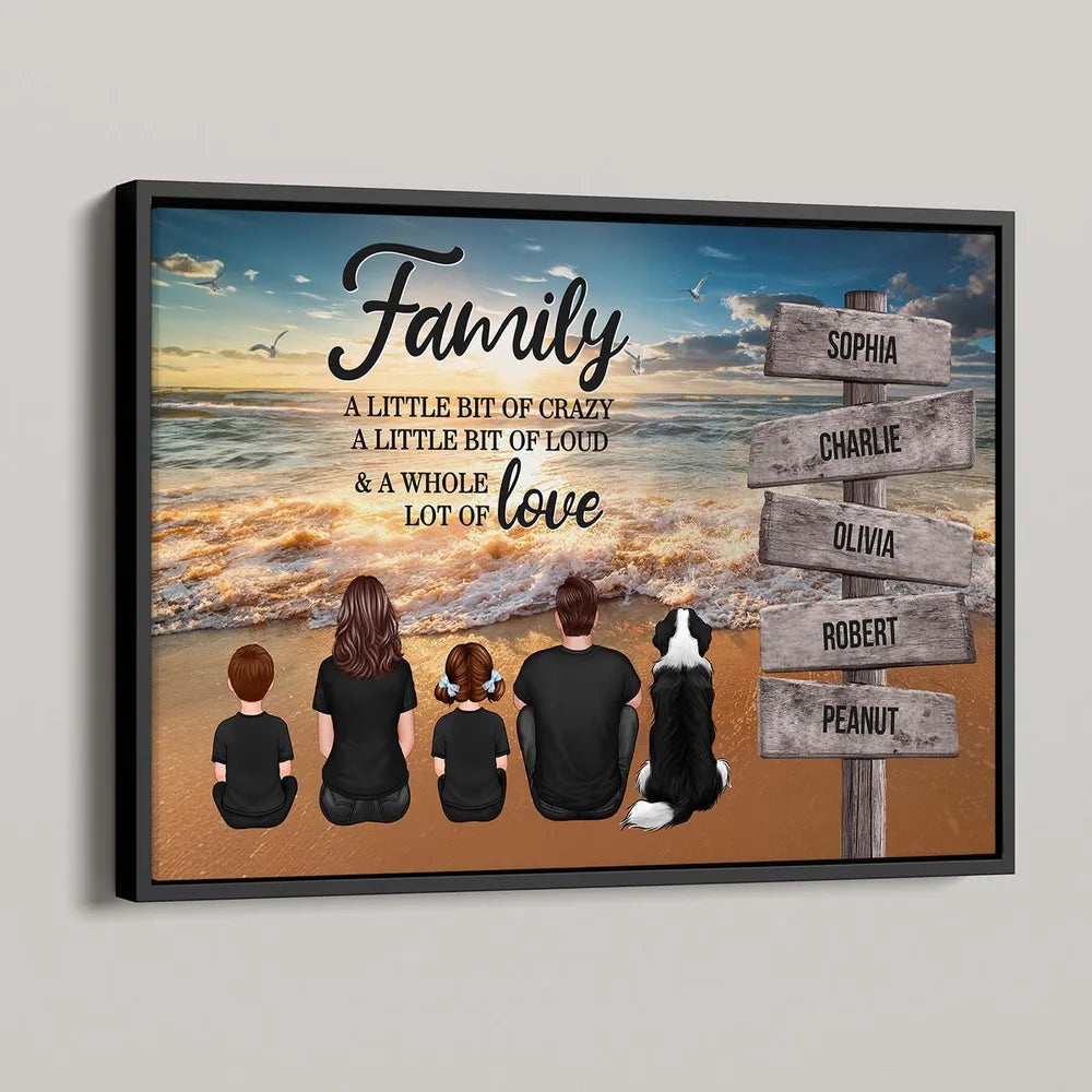 Beach Landscape Family A Little Whole Lot of Love Sign Posts Personalized Poster or Plaque or Keychain or Ornament, Home Decoration, Gift For Family