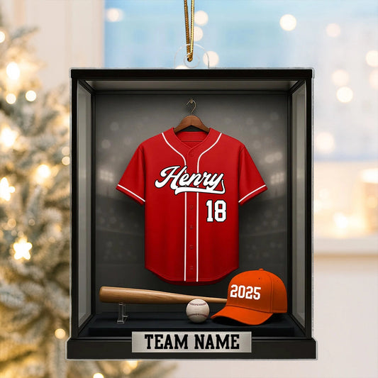 Acrylic Ornament Baseball Jersey Shadow-Box Look for Christmas Tree, Stadium Lights Vibe, Unique Gift for Players, Sons, Daughters, Grandkids