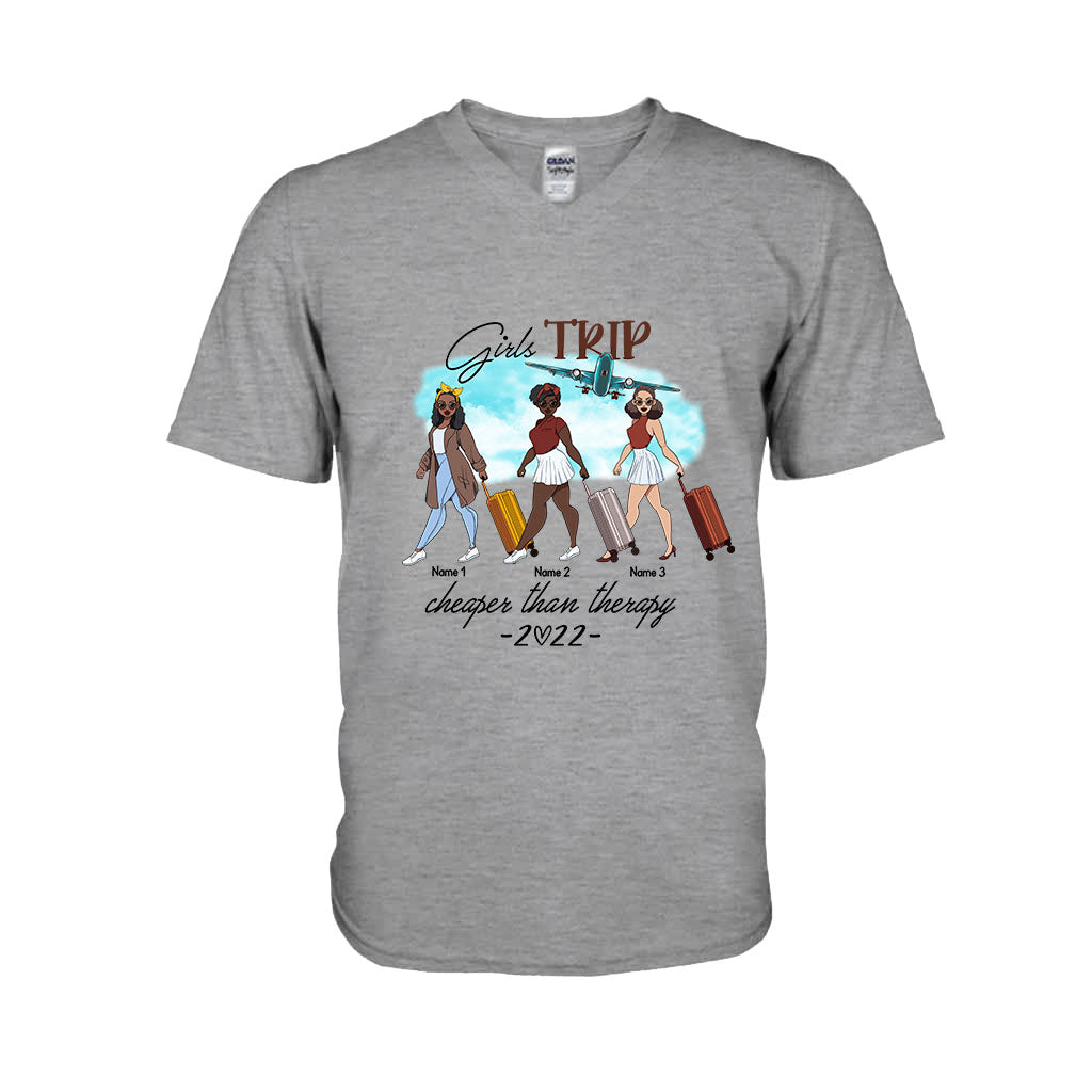 Girl's Trip Is Cheaper Than Therapy 2022 - Personalized Travelling T-shirt and Hoodie