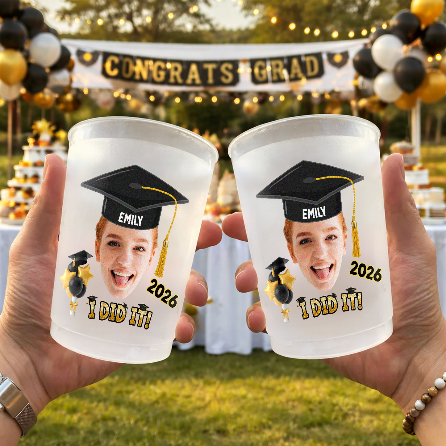 Personalized Graduation Frosted Plastic Cup With Custom Photo I Did It Party Drink Cup, Unique Gift For Grads