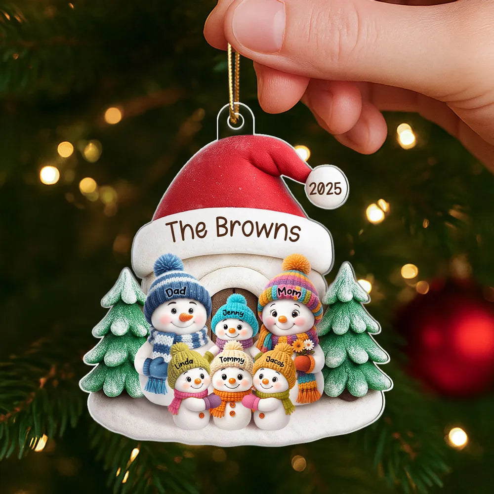 Snowman Family Acrylic Ornament – Heartwarming Holiday Gift for Parents & Kids, Cozy Christmas Decoration