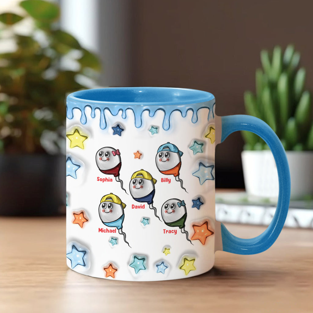 We Used To Live In Your Balls - Personalized Father Accent Mug