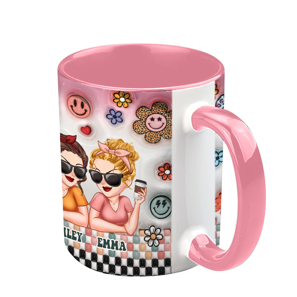 Besties Forever Floral - Personalized Bestie Accent Mug