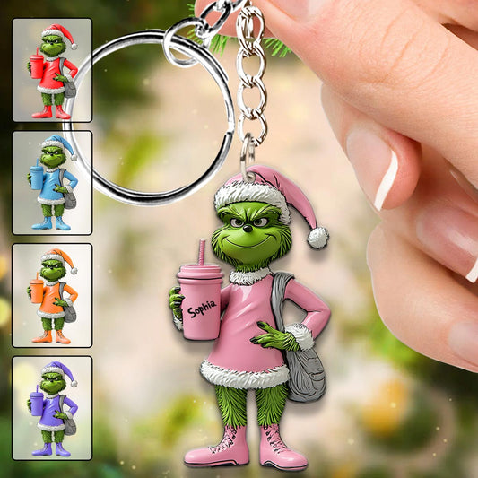 Grinchy Green Lady - Personalized Stole Christmas Keychain