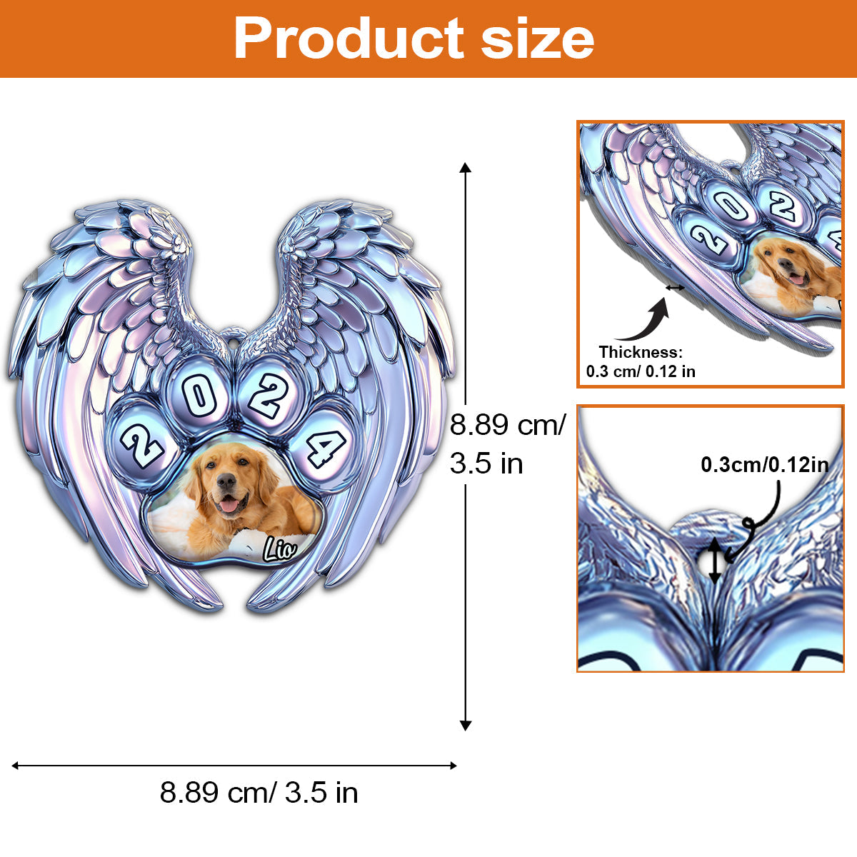 Your Wings Were Ready But My Heart Were Not - Personalized Dog Shaped Aluminium Ornament (Print On Both Side)