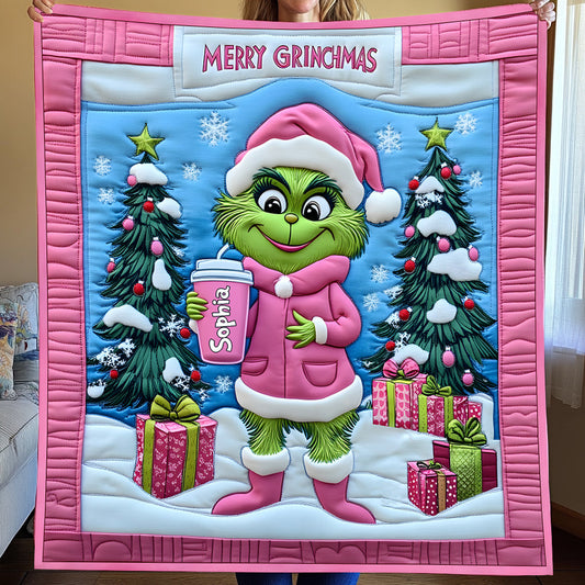 Grinchy Green Lady - Personalized Stole Christmas Quilt