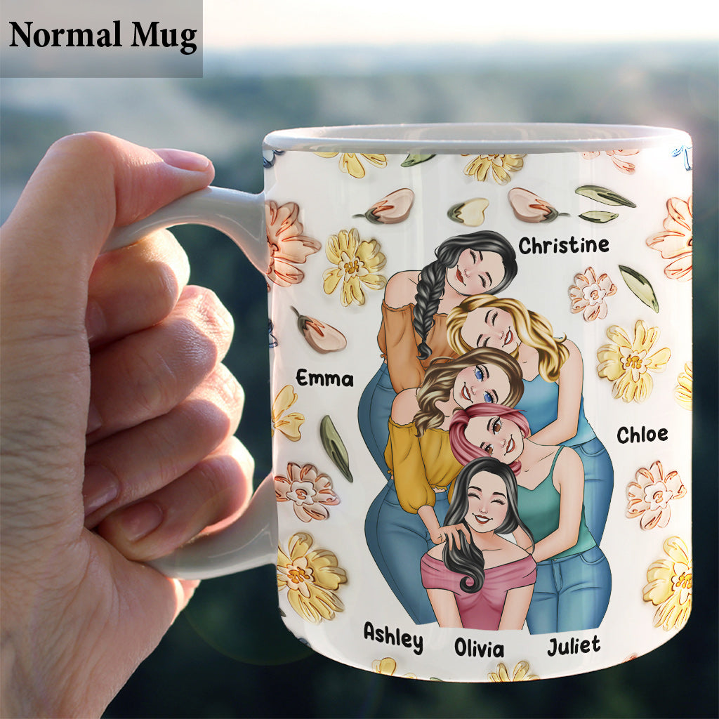 Besties Forever Floral Style - Personalized Bestie Mug