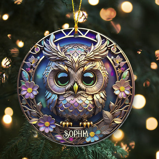 Colorful Owl - Personalized Owl Ornament