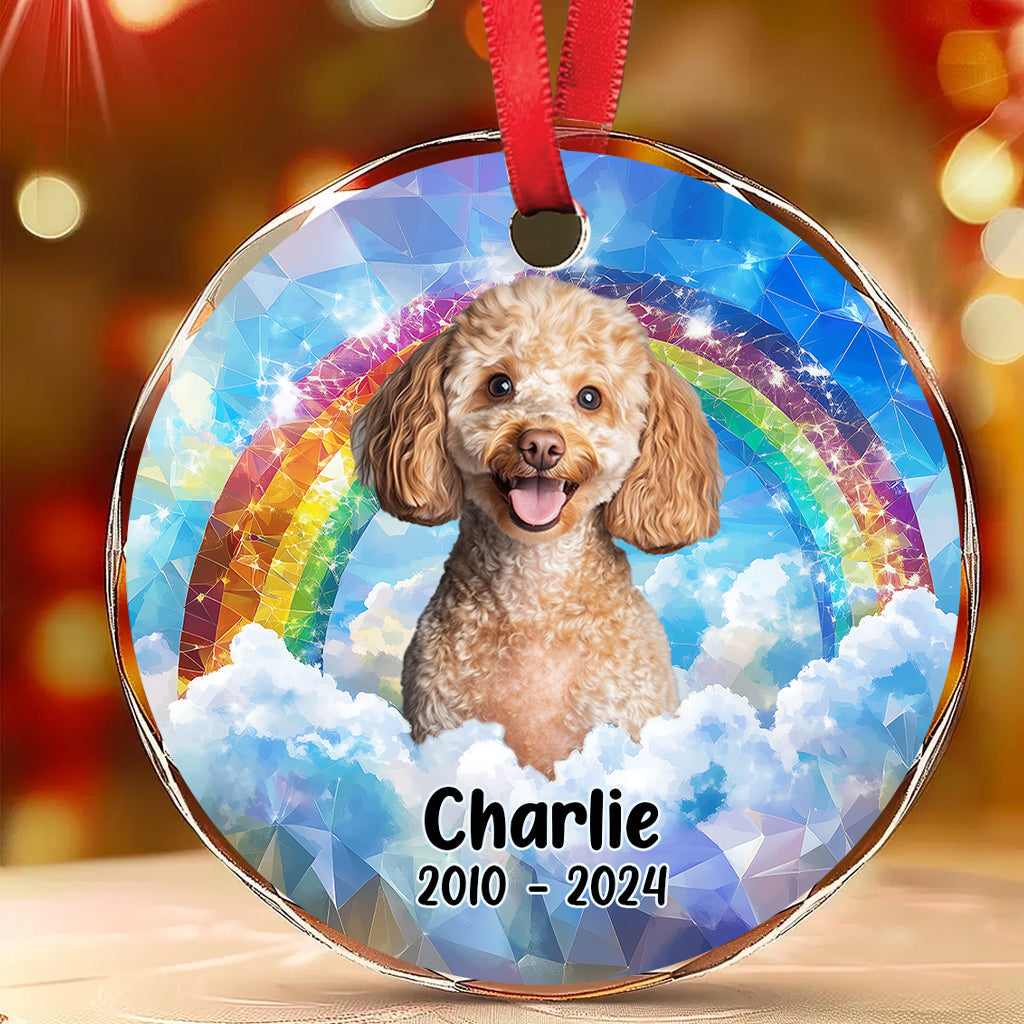 Forever In My Heart - Personalized Dog Round Shaped Glass Ornament