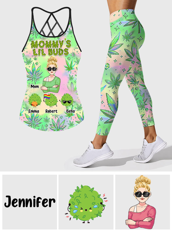 Mommy Lil Buds - Personalized Mother Cross Tank Top and Leggings