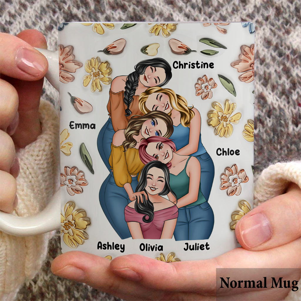 Besties Forever Floral Style - Personalized Bestie Mug
