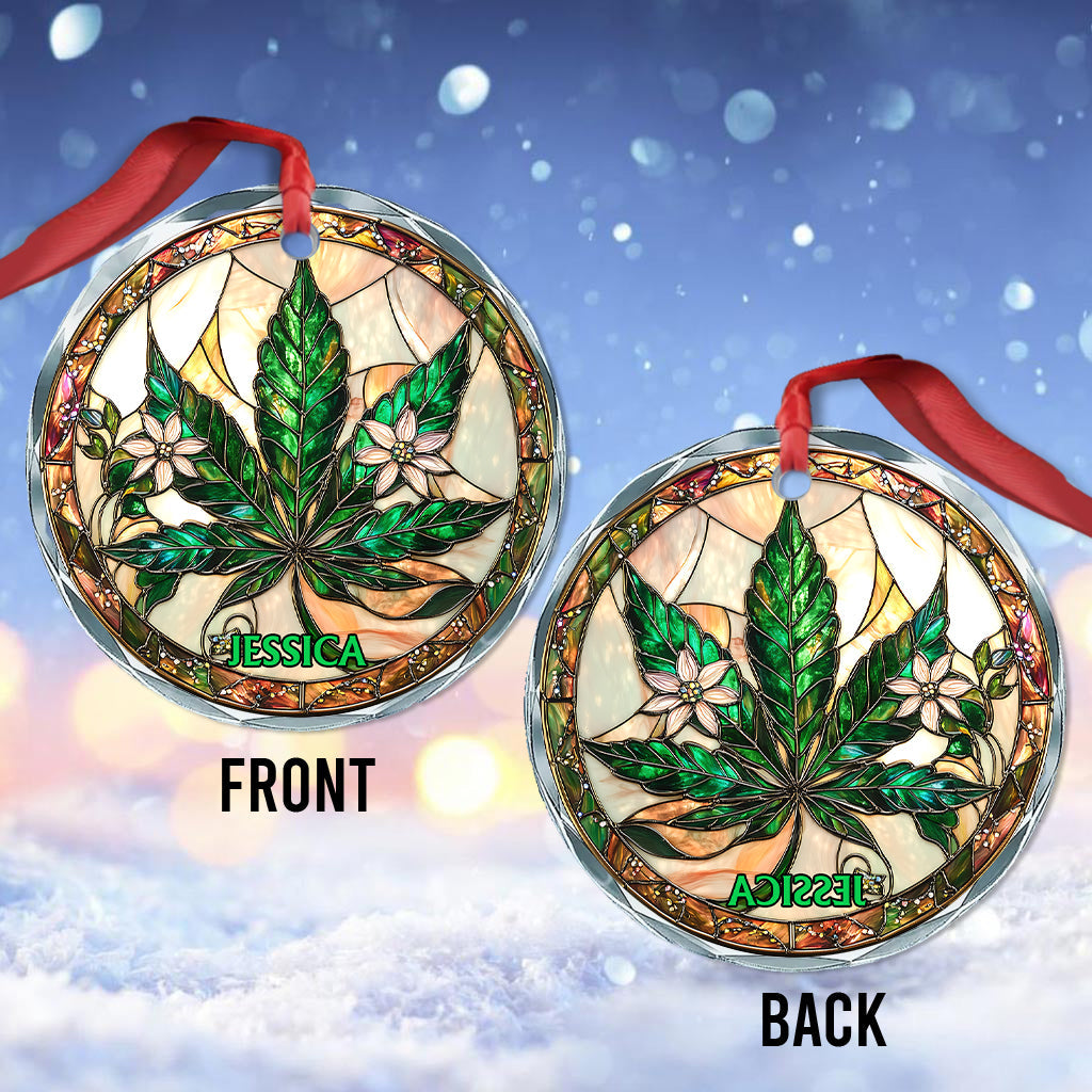 High Christmas - Personalized Weed Round Shaped Glass Ornament