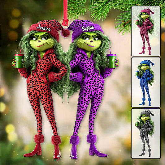 Besties Grinch Squad - Personalized Stole Christmas Transparent Ornament