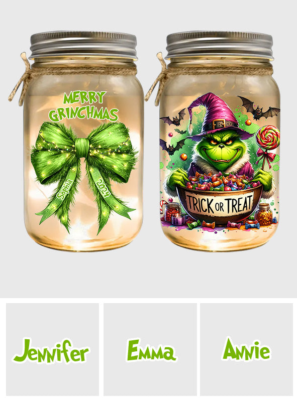 Feeling Extra Grinchy Today - Personalized Stole Christmas Mason Jar Light
