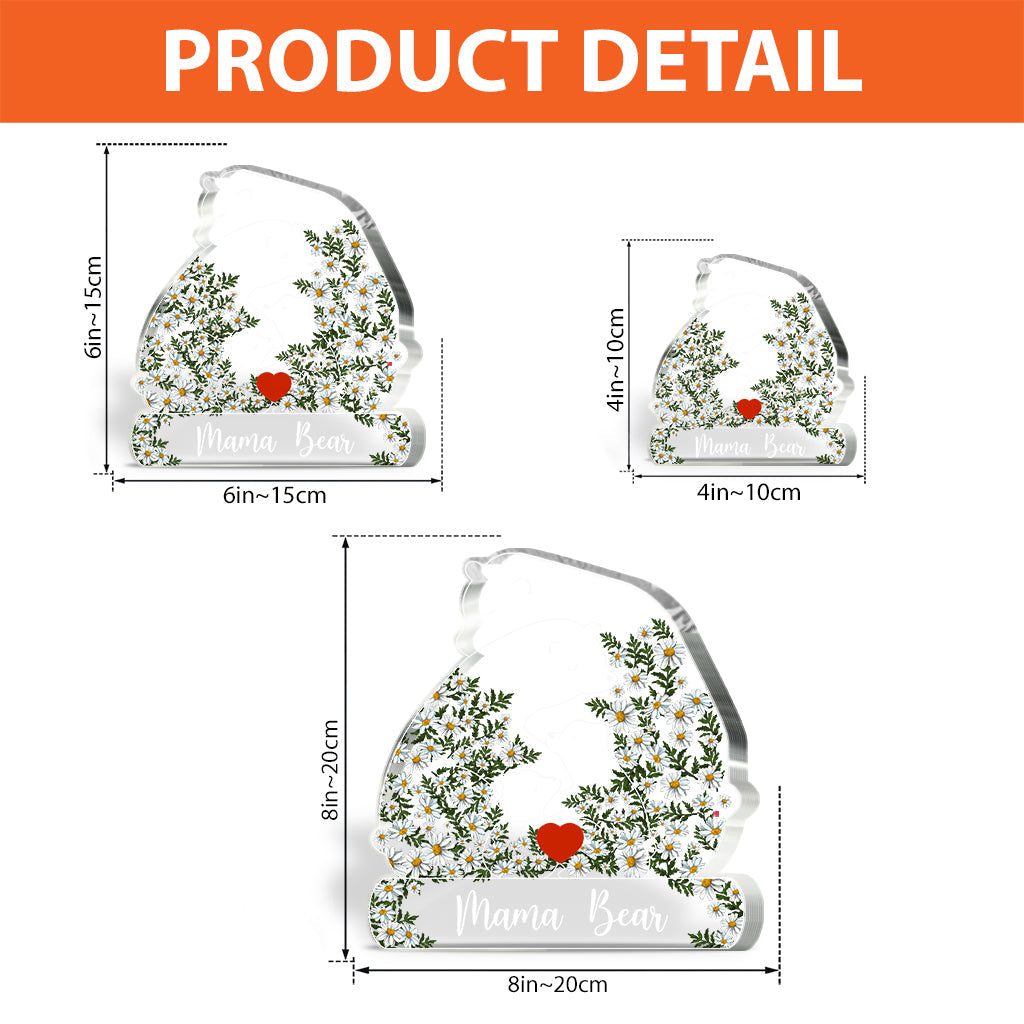 Mama Bear Daisy - Personalized Mother Custom Shaped Acrylic Plaque