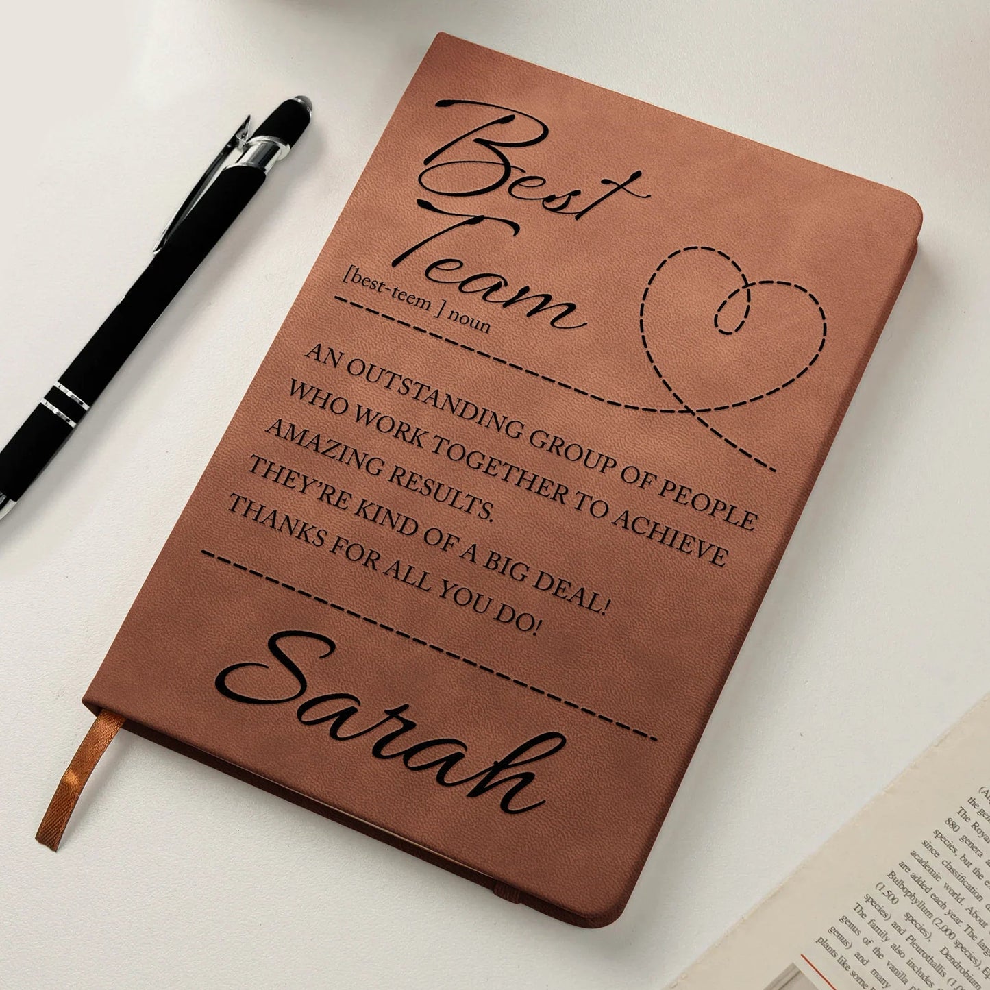 Custom Best Team Leather Journal for Employees and Coworkers, Thoughtful Work Appreciation Gift Idea