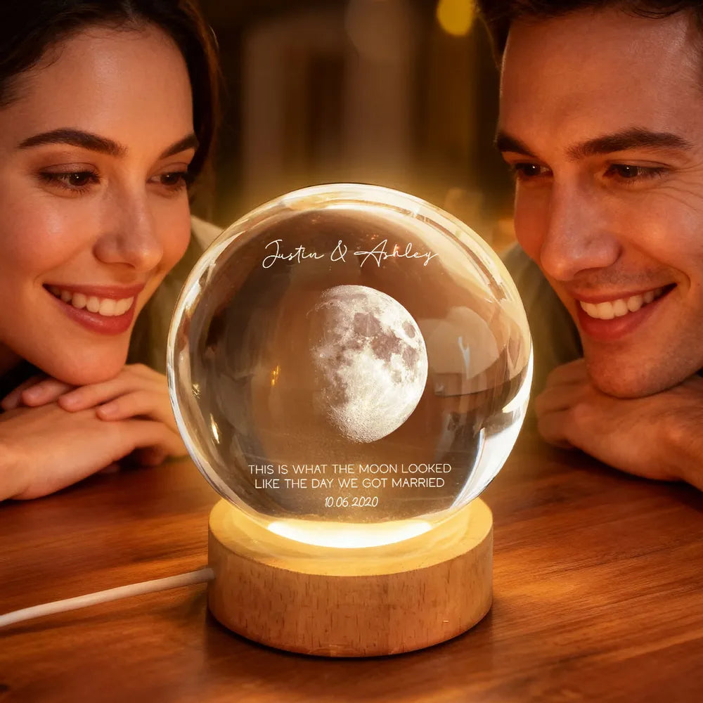 Personalized Globe Lamp Moon Night Light for Couple, Cozy Bedside Decor and Unique Romantic Gift