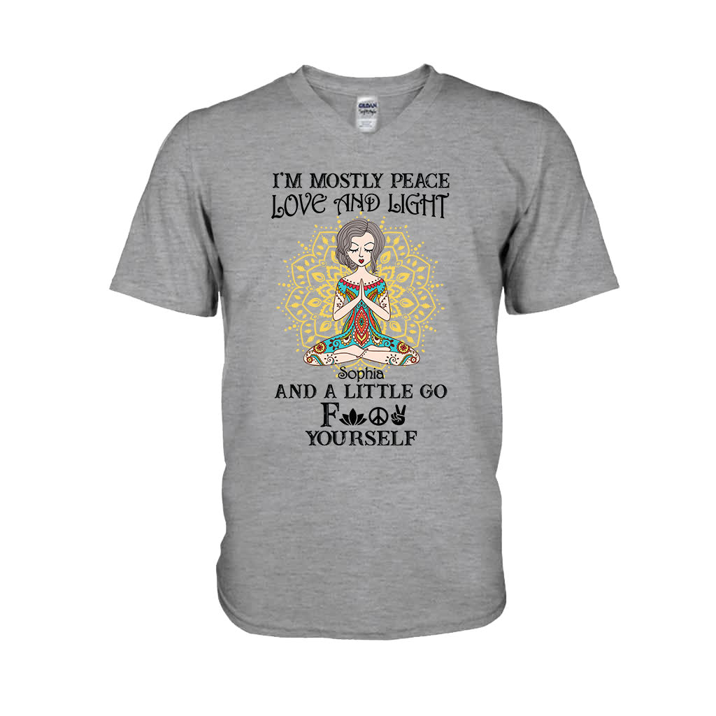 I’m Mostly Peace Love And Light - Personalized Yoga T-shirt And Hoodie