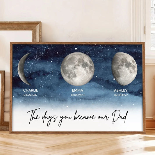 Custom Starry Night Poster Moon Phases for Dad A Meaningful Family Keepsake Wall Decor Gift