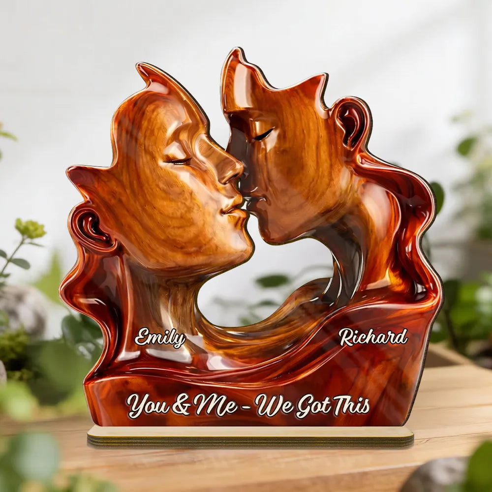 You & Me We Got This Personalized 2-Layer Wooden Plaque, Romantic Couple Keepsake for Anniversary or Valentine's Day Gift