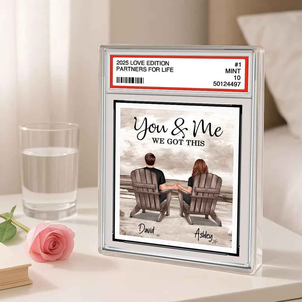 Rectangle Acrylic Block Plaque with Couple Beach Back View Design, High Clarity, Heartwarming Gift for Lovers