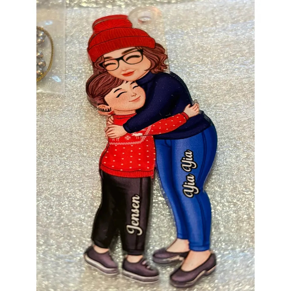 Cute Grandma & Grandkid Hugging - Gift For Grandkids & Grandma - Personalized Acrylic Ornament