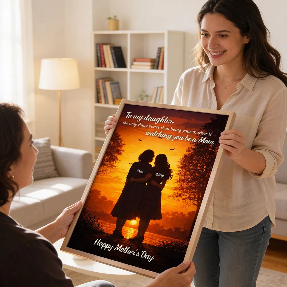 To My Daughter Personalized Poster Sunset Lake Silhouette Wall Art A Heartwarming Mother's Day Keepsake Gift
