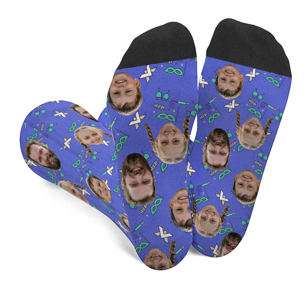 Custom Face Party Pattern - Personalized Step Dad Socks