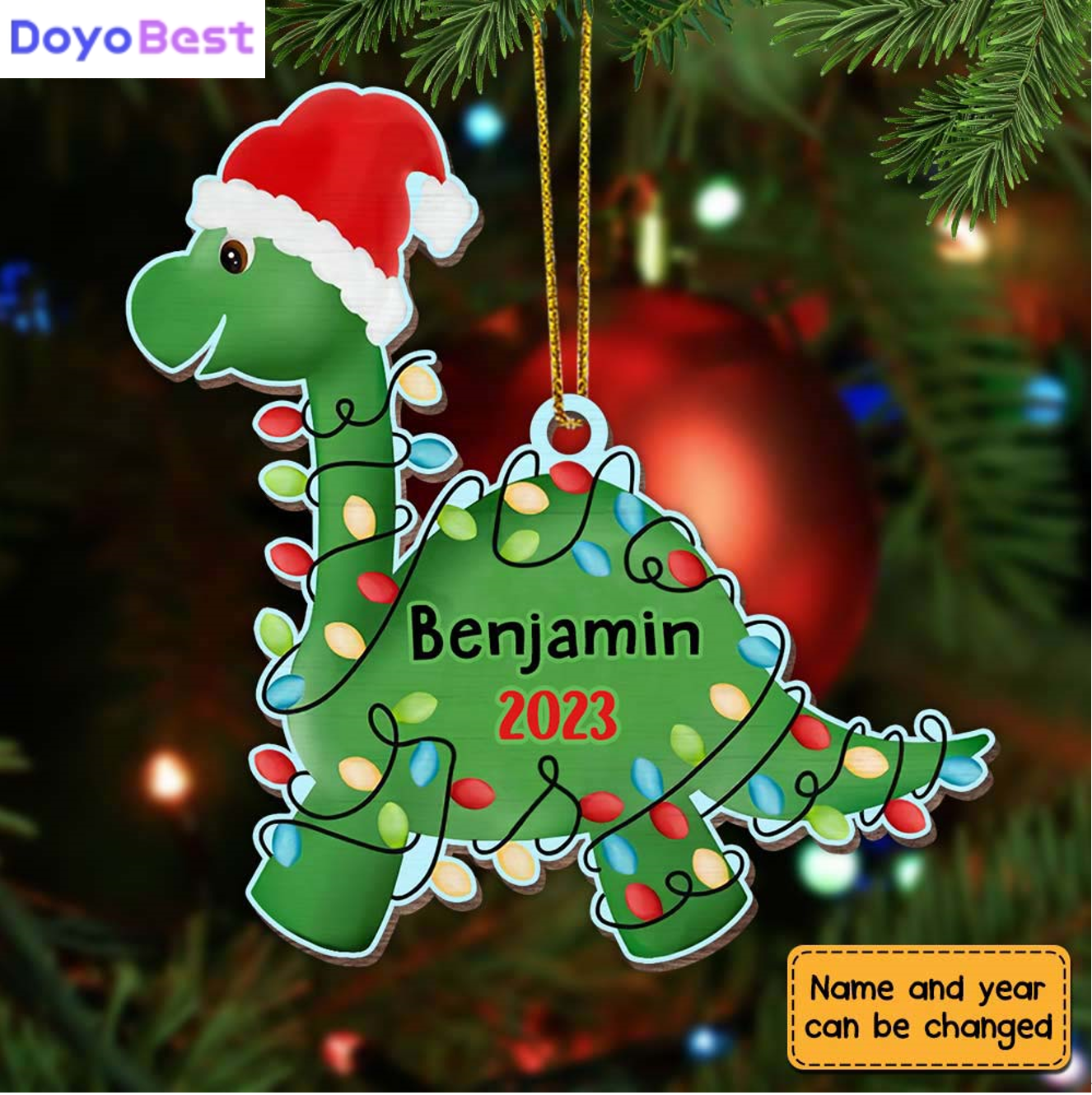 Dinosaur Christmas Wooden Ornament For Grandson (nontoxic, safe and reliable to use)