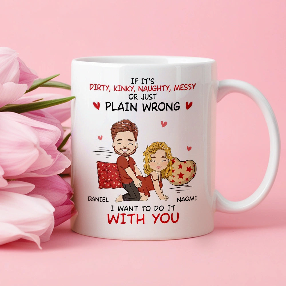 Personalized Ceramic Mug Funny Couple Cartoon Quote Gift for Boyfriend or Girlfriend Cute Flirty Coffee Mug