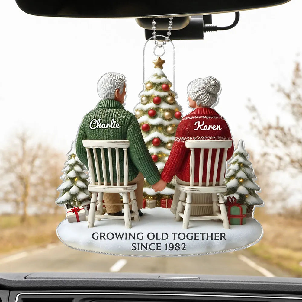 Christmas Acrylic Car Hanger for Couples – Heartwarming Holiday Keepsake, Perfect Gift for Parents or Grandparents