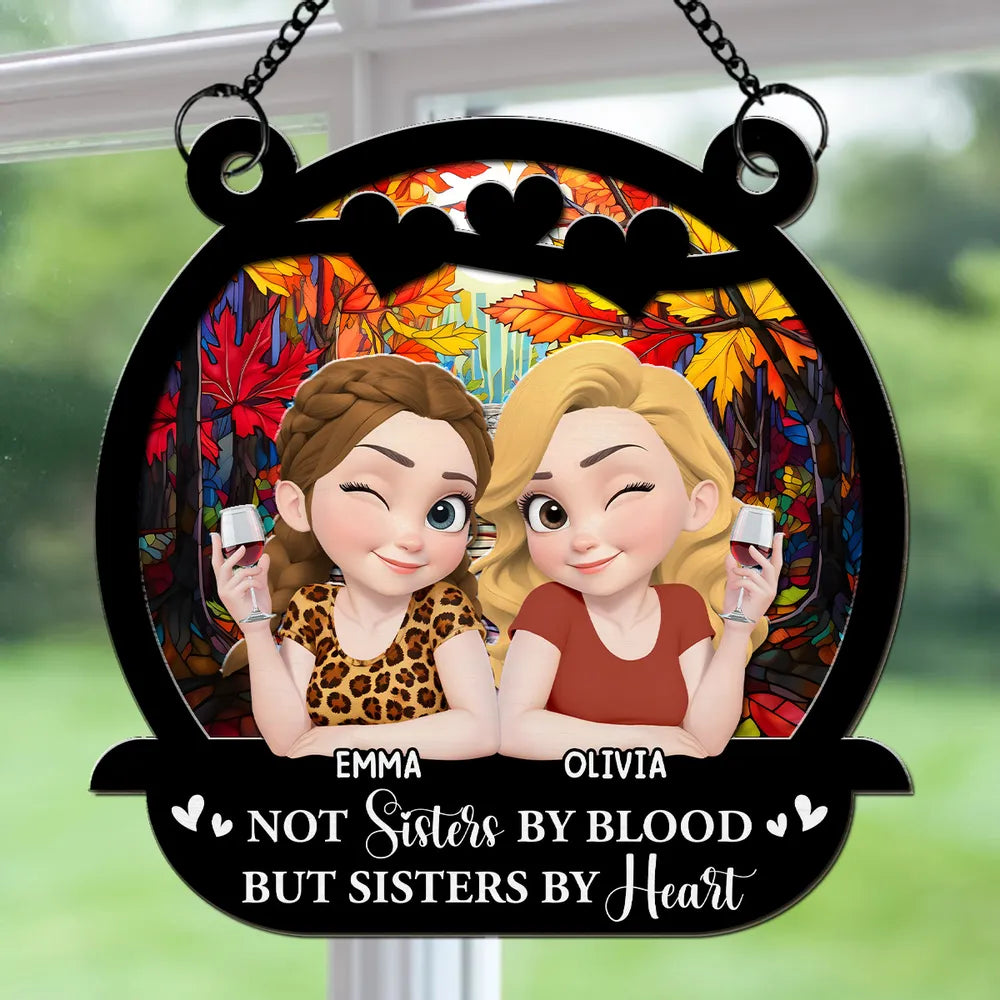 Wood and Acrylic Layered Ornament with Autumn Theme, A Heartfelt Gift for Sisters by Heart