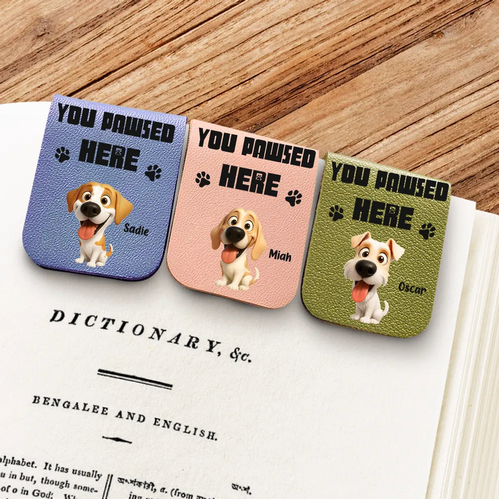 Dog-Themed Leather Magnetic Bookmark – Custom Gift for Book Lovers
