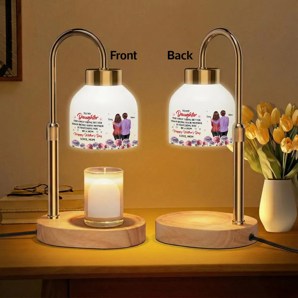 Watching You Be a Mom Candle Warmer Lamp, Floral Mom to Daughter Gift, Cozy Neutral Decor for Mother's Day